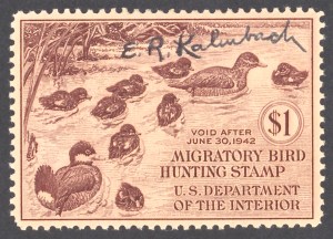 Kalmbach was also a respected wildlife artist. He created this image for a migratory bird hunting stamp issued in 1941. 