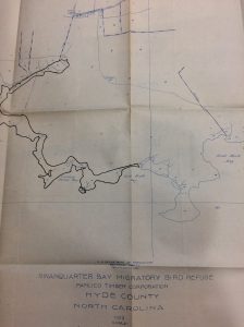 Pamlico Timber Co.'s map of a proposed wildlife refuge at Swan Quarter Bay, in Hyde County, N.C., ca. 1934. 