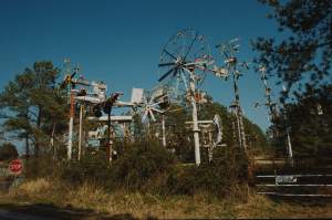Whirligigs can be a magical kind of folk art, but I've always wondered if they might have originated with farmers trying to scare away blackbirds. These whirligigs were made by Wilson County, N.C. farmer Vollis Simpson and are now the foundation of a wild, whimsical and very beautiful whirligig park in downtown Wilson, N.C.
