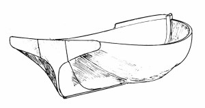 Drawing of the kunner Doodle, stern view, by Mike Alford