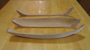 Another view of Mike's kunner model, this time disassembled, highlighting the 2 shells and the 3rd piece, the keel log.