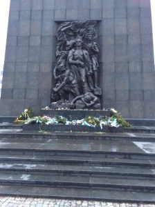 Warsaw Ghetto Heroes Monument, Warsaw, Poland. The monument is located at the spot where the first armed clash of the uprising occurred.