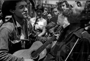 Ramblin' Jack Elliott, left, and Woody Guthrie, Washington Square Park, New York City, 1954. 