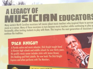 One of the signboards on the Kinston Music Park's Walk of Fame