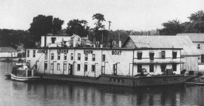 The James Adams Floating Theatre. From the NC Historic Site's Historic Bath web page.