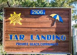 The names of places, natural features and local businesses that evoke the history of tar making can be found throughout coastal North Carolina. This sign refers to a condo complex at Atlantic Beach.