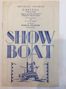 Souvenir program from the world premier of the first Showboat movie in 1929. Courtesy, Beinecke Library, Yale University