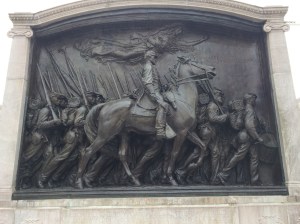 A remarkable collection of historic sites and public art can be found within a few hundred yards of the Boston Athenaeum. This famous bronze relief by Augustus Saint-Gaudens is a memorial to Col. Robert Gould Shaw and the African American soldiers of the 54th Mass. Volunteer Infantry. It depicts them marching down Beacon St. on May 28, 1863.