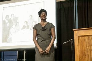 Vanessa Scaife telling the story of the night that Helen Gay prepared dinner for Dr. King. Photo by Gary E. Hodges.Photo courtesy of the City of Rocky Mount