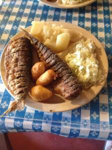 Dinner at the Cypress Grill, Jamesville, N.C. The restaurant only opens during the herring season. 