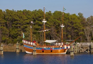 Replica of Elizabeth II at Ice Plant Island, Manteo, N.C.