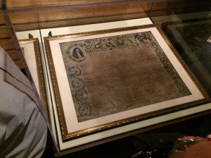 Carolina Charter of 1663, on display at the Museum of the Albemarle, Elizabeth City, N.C. 