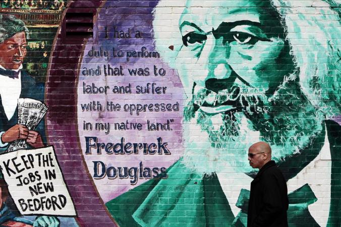 Detail of Frederick Douglass mural, New Bedford, Mass. Courtesy, Providence Journal