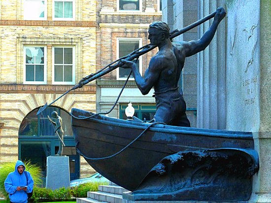 Whaleman's Statue, main entrance, New Bedford Free Public Library, New Bedford, Mass.