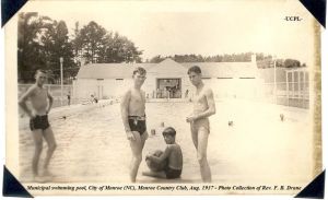 Municipal swimming pool, City of Monroe, 1937. Two decades later, this was the scene of the famous civil rights protests led by Robert Williams. Courtesy, Union County Public Library
