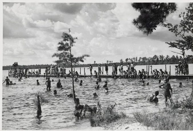 Children swimming at Jones Lake State Park, Bladen County, N.C., ca. 1940-60. Courtesy, State Archives of North Carolina