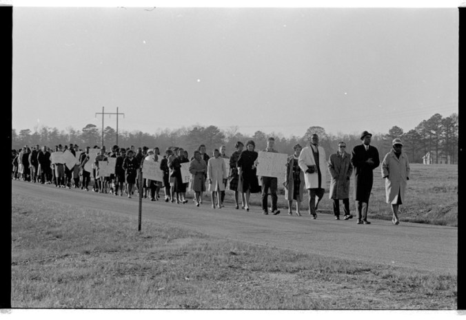 Civil rights protest in Bear Grass, a small community in Martin County, N.C., Dec. 16, 1963. From the Daily Reflector Image Collection, East Carolina University Digital Collections