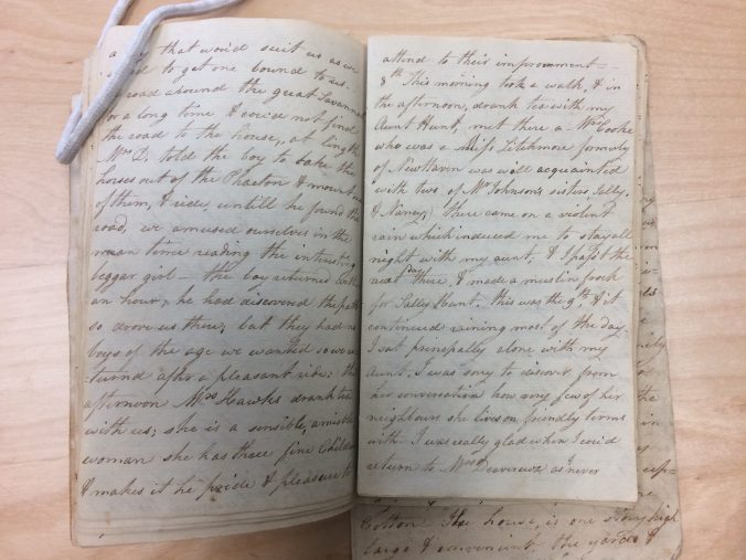 Susan Johnson's diary of her stay in coastal North Carolina in 1800-1801, Connecticut Historical Society, Hartford, Conn.