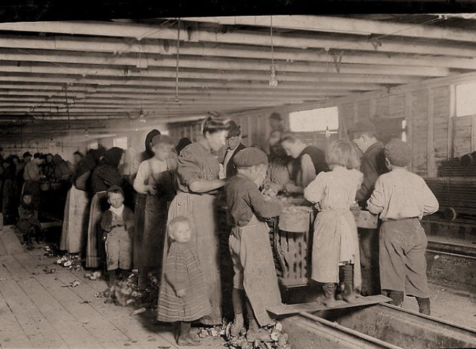 I don't think I've ever seen a photograph of the "Bohemian" oyster shuckers that worked on the North Carolina coast in the late 19th and early 20th centuries. This photograph, however, depicts "Bohemian" shuckers in Louisiana in 1911. They could have worked on the NC coast as well: the Baltimore and New York City oyster companies often moved workers seasonally to different parts of the southern coast. Photo by Lewis Hine. Courtesy, the Library of Congress