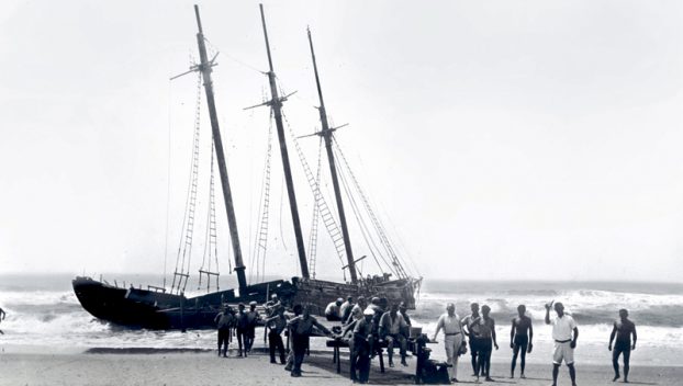 The wreck of the Nomis, 1935. Photo by Selma Wise Spencer. Courtesy, Ocracoke Preservation Society