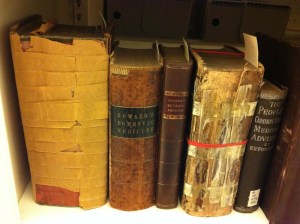 A collection of Horton Howard's rare medical books that archivist and blogger Lisa P. Rickey found at the Wright State University Archives & Special Collections. Photo by Lisa P. Rickey