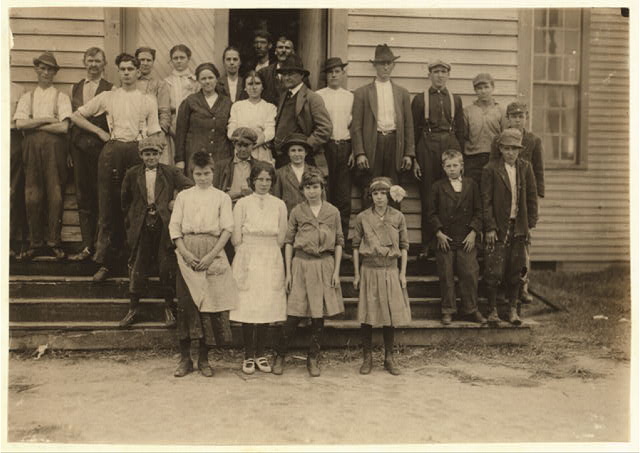 Workers at the Cape Fear Cotton Mills in Fayetteville, N.C. Lewis Hine wrote: “This group represents most of the workers…, except the very smallest. There were 5 or 6 apparently under 13.” Photograph by Lewis Hine. Courtesy, Library of Congress, Prints and Photographs Division.