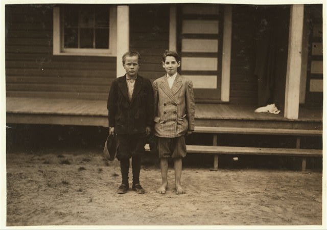 Simon Birdsong (left) and Wylie Haw, mill workers, Roanoke Rapids, N.C. Photo by Lewis Hine. Courtesy, Library of Congress, Prints and Photographs Division