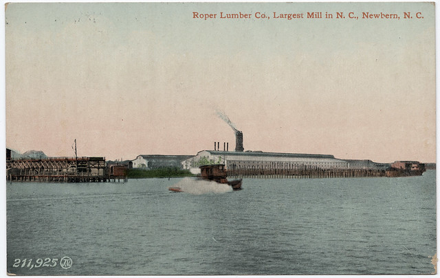 Postcard of the Roper Lumber Co.'s mill, New Bern, N.C., ca. 1910. Courtesy, N.C. Collection, Wilson Special Collections Library, UNC-Chapel Hill