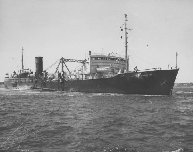 The hopper dredge Goethals in the Cape Cod Canal, date unknown. Courtesy, dredge point.org