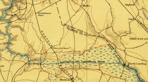 Virginia Cut, Albemarle & Chesapeake Canal, U.S. Geological Survey (1902). 