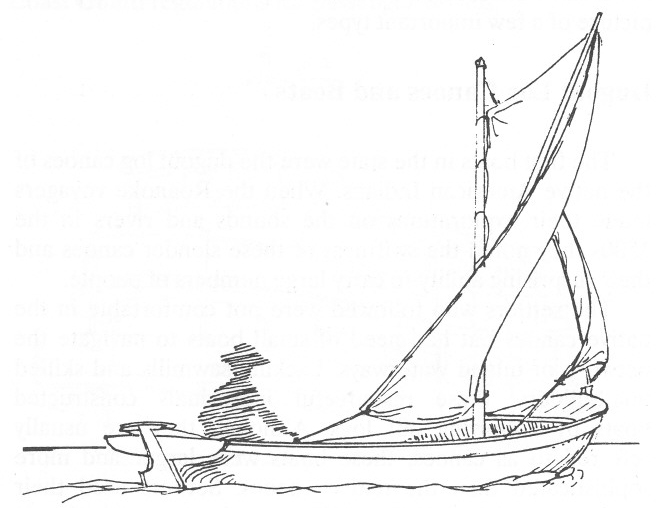 Drawing of a kunner by Mike Alford. From Alford, Traditional Workboats of North Carolina“ (NC Maritime Museum, 2004). In that book, he observed, "In the 18th and 19th centuries, kunners, made of a log, or logs, had the same function as shove boats and sail skiffs in later times." The kunner in this drawing is considerably smaller than the Pilot Shad. For more on kunners and their history, check out Mike Alford and my story “The Boat We Had Before Skiffs” elsewhere on this blog.