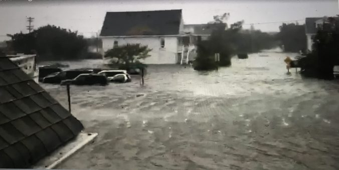 The view from the Moonraker Tea Shop on Ocracoke during Hurricane Dorian. Courtesy, Moonraker Tea Shop