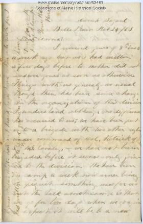 Letter from Sgt. Horace White to "Anna," Feb. 24, 1863, Belle Meade, Va. Courtesy, Marine Historical Society