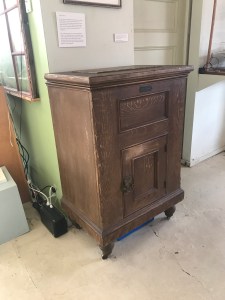 Ice boxes like this one, made by Eddy & Sons and sold by the Lewis & Conger Co. of New York, were found in many homes in the late 19th and early 20th century. This one is on display at the Great Harbor Maritime Museum on Mount Desert Island, which had a flourishing natural ice trade in the 1800s. Photo by David Cecelski