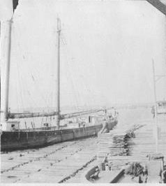 Rough finished lumber waiting to be loaded onto a waiting schooner and shipped to Philadelphia. If you are interested, you can learn more about the ties that the lumber trade built between the N.C. coast and Philadelphia in my recent post, Ocracoke and Philadelphia: An Outer Banks Village and the Bond between Them. Image courtesy of Forest History Society