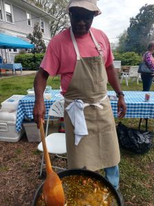 Ricky Moore stirring his fish stew at our Stagville Historic Site fundraiser last spring. He's got Harlowe roots, too, so you know that stew was good. Photo by David Cecelski