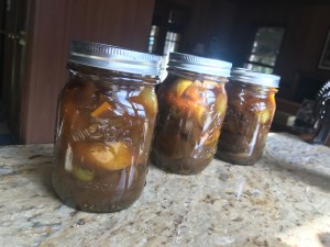 Some of the green tomato pickles I made 2 weeks ago with Miss Beadie's recipe. Photo by David Cecelski