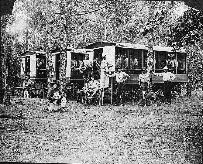 Road building crew and "convict cage," Pitt County, N.C, 1909. Courtesy, Library of Congress