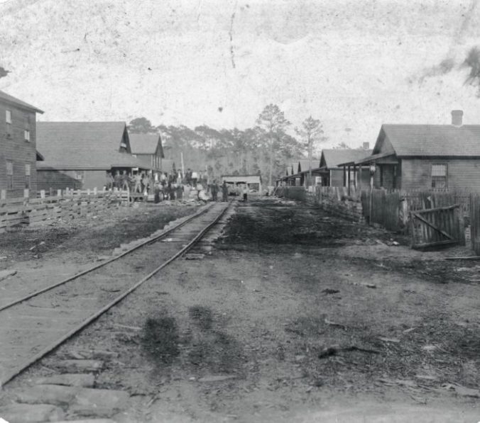 The main street of Buffalo City, N.C. Named for the Buffalo (N.Y.) Timber Co., the boomtown sprung up almost overnight south of East lake. Courtesy, the Outer Banks History Center.