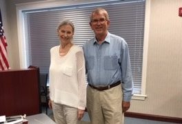 Earl Willis Jr. and his biggest fan, his wife Gloria, at the Cupola House Association's meeting in Edenton, N.C., in Sept. 2019. It was one of many occasions where Earl has shared his knowledge of shad boats with civic groups. Courtesy, Cupola House Association
