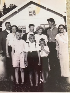 The Howards visited Oivind's family in Gjøvik, Norway, in the summer of 1937. Front row (left to right): Harold Lee and his brothers, Oud and Auggie. Second row: Harold's grandfather Carl Lie, an aunt (no name listed on photo), a family friend, Aunt Borghild, Uncle Erling & Grandma Lie. Courtesy, the Lee family