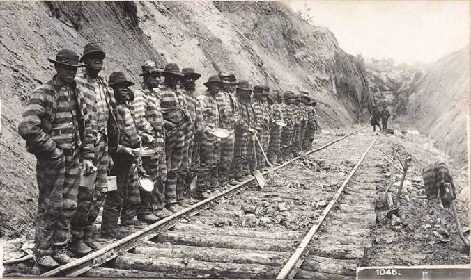 Convict railroad builders, NC mountains, ca. 1900. Courtesy, Library of Congress