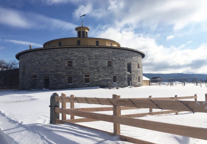 The Shaker round barn was built in 1829 to house diary cows. The shakers operated a diary farm there into the 1950s. Photo courtesy, Hancock Quaker Village