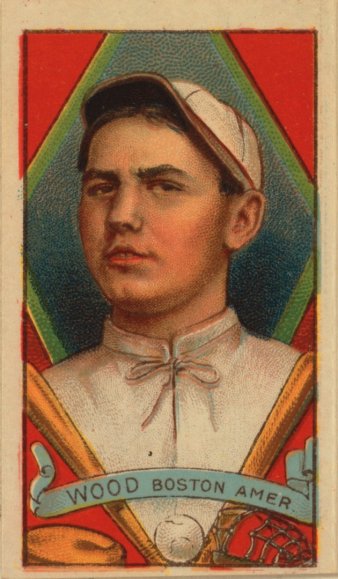 Baseball card for Smoky Joe Wood (American Tobacco Company, 1912). 