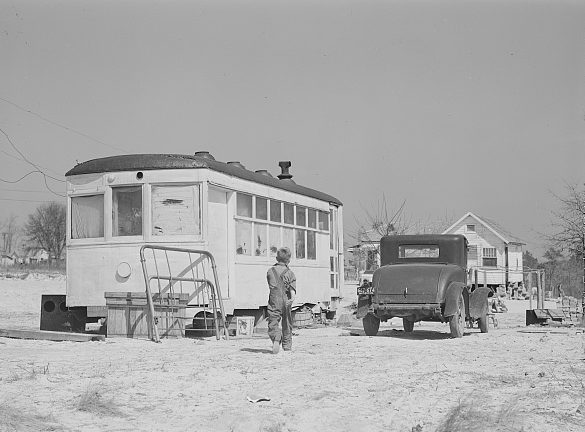 Near Fayetteville, N.C., 1941. A family of four was living in this old streetcar. Photo by Jack Delano. Courtesy, Library of Congress 