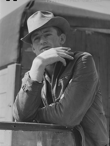 Migrant camp near Fayetteville, N.C., 1941. This is one of a group of men that came all the way from Idaho to get construction work at Ft. Bragg. Photo by Jack Delano. Courtesy, Library of Congress