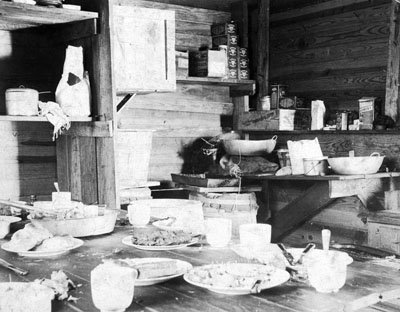 Barn Slue (or Barney Slough) fish camp. Photo by H. H. Brimley, ca. 1905. Courtesy, State Archives of North Carolina