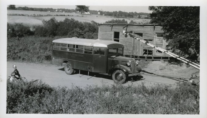 This is one of the few photographs of rural scenes in eastern N.C. that I found in the collection: this is a school bus from Charles L. Coon High School in Wilson that overturned next to what looks like a sharecropping family's cabin on a rural dirt road in the countryside. Many of the company's buses served rural communities like the one shown here. Courtesy, NC Collection, Barton College