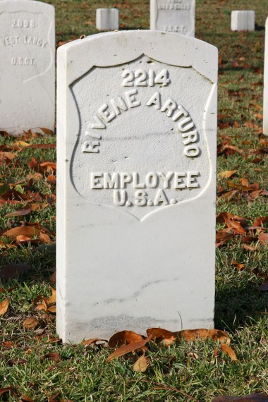 Headstone for Rivene Arturo, Wilmington National Cemetery, Wilmington, N.C. Arturo was one of the Puerto Rican laborers that came to the U.S. to build Fort Bragg in 1918. Photo courtesy, Marcus Stanley & findagrave.com
