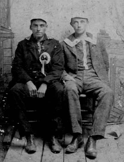 Graham McHallum and George A. McKay in their Red Shirt uniforms, Robeson County, N.C., 1898. They resided in the Philadelphus community. Courtesy, McKay-Edgerton Collection, Cape Fear Clans